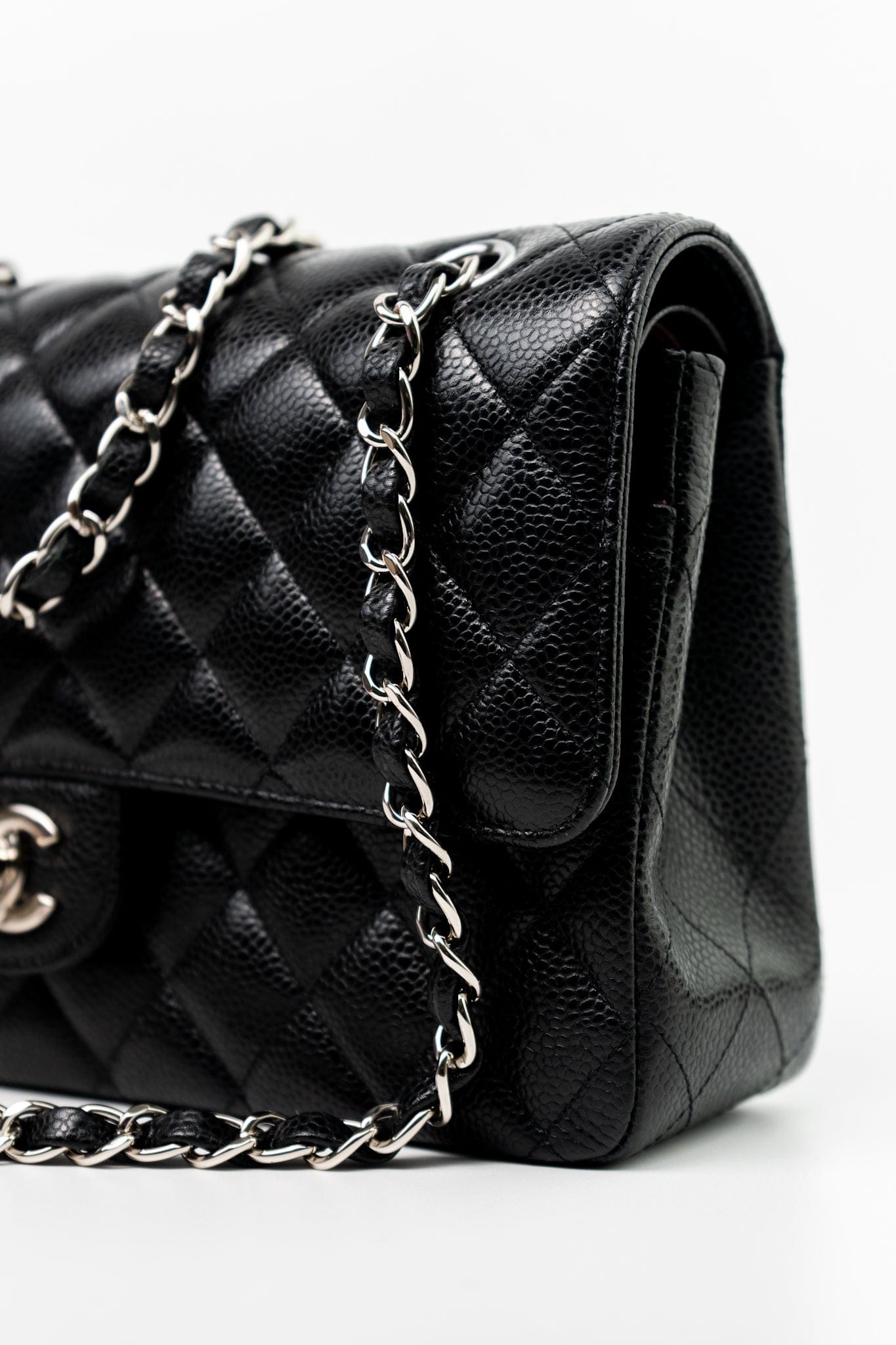 Black Classic Flap Medium Caviar Quilted Silver Hardware