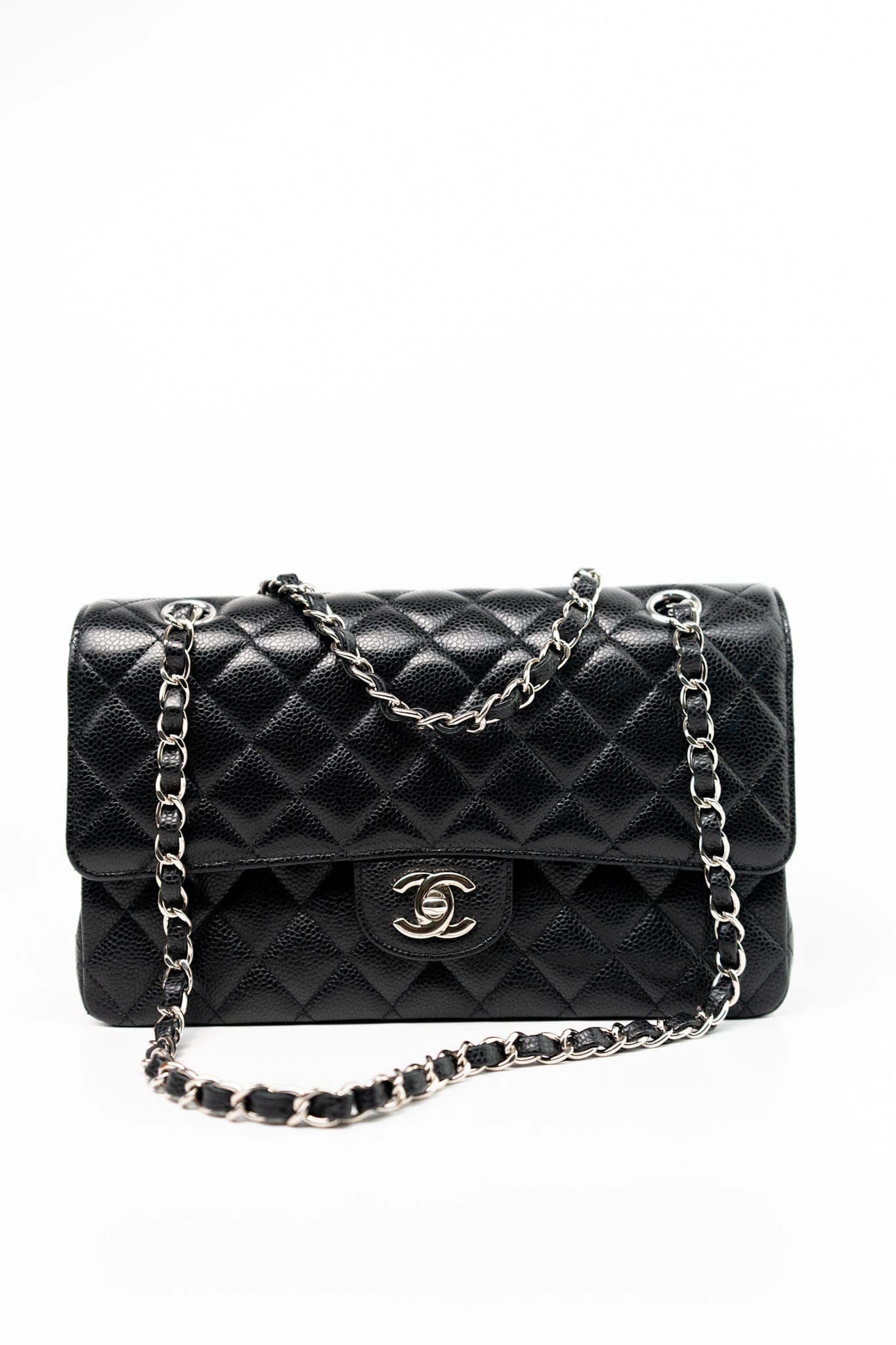 Black Classic Flap Medium Caviar Quilted Silver Hardware