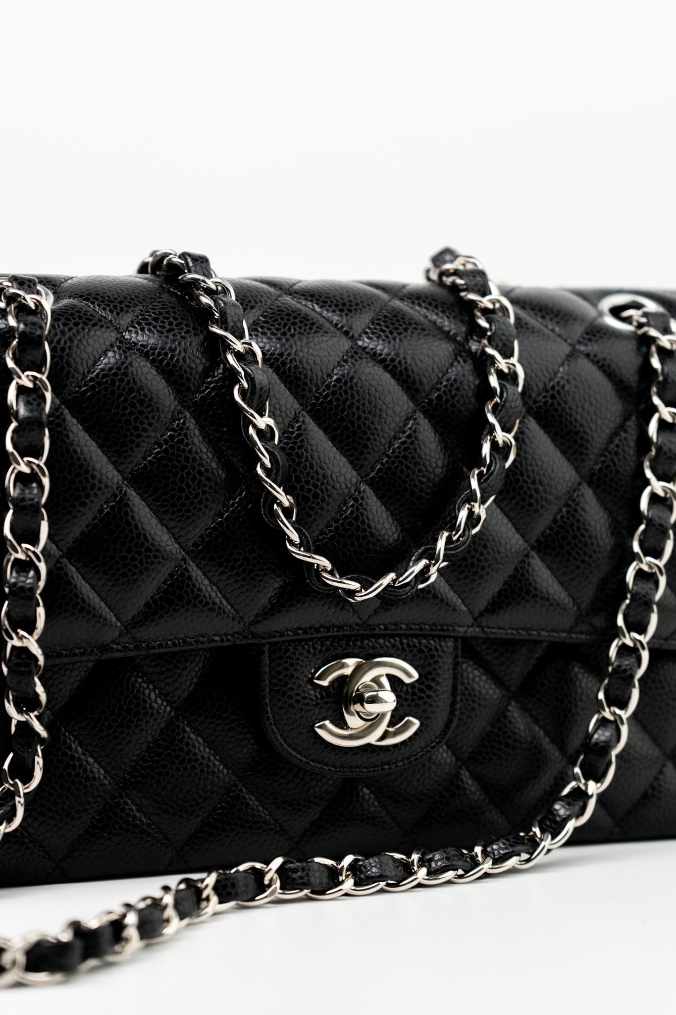 Black Classic Flap Medium Caviar Quilted Silver Hardware