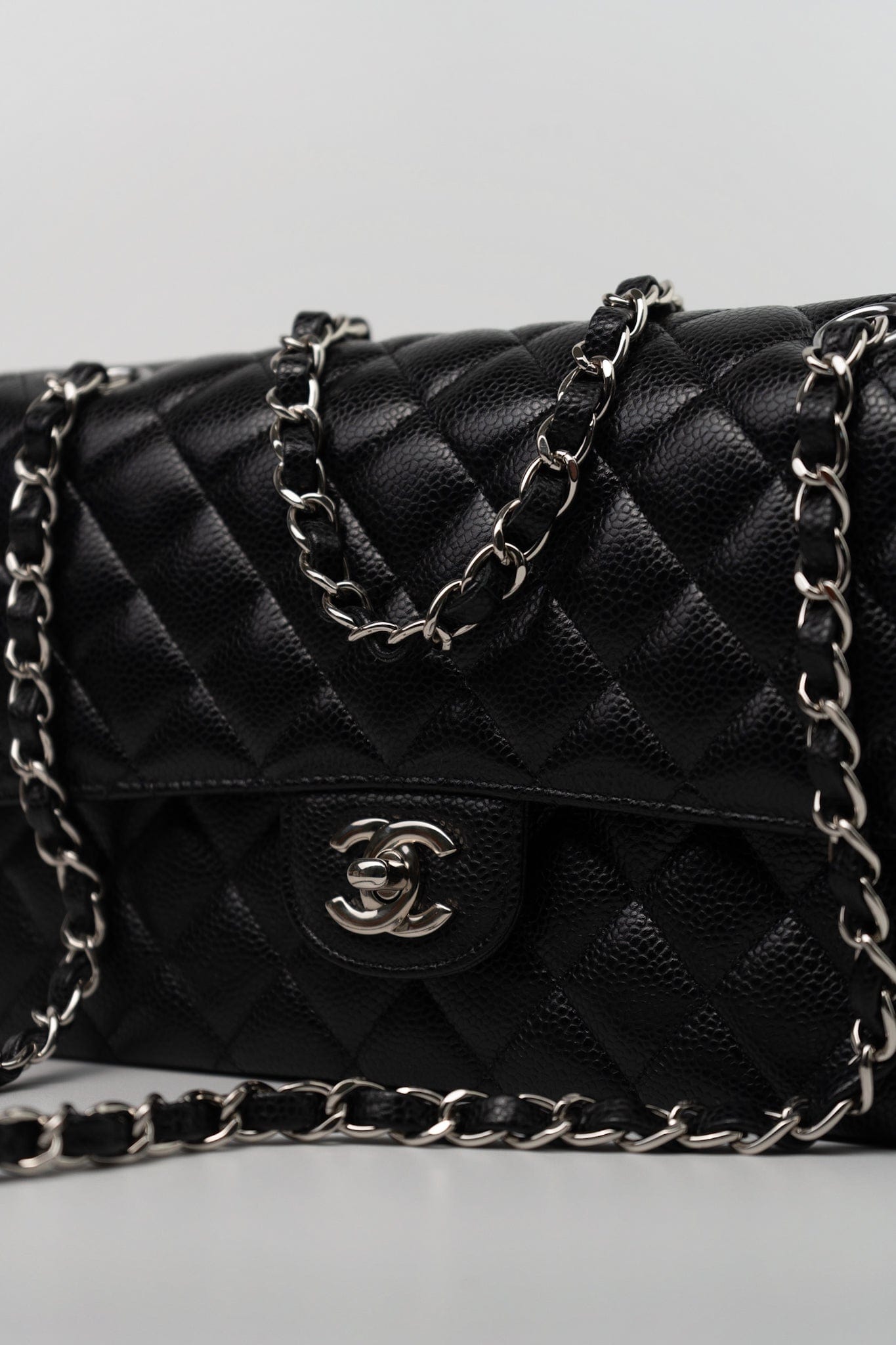 Black Classic Flap Medium Caviar Quilted Silver Hardware