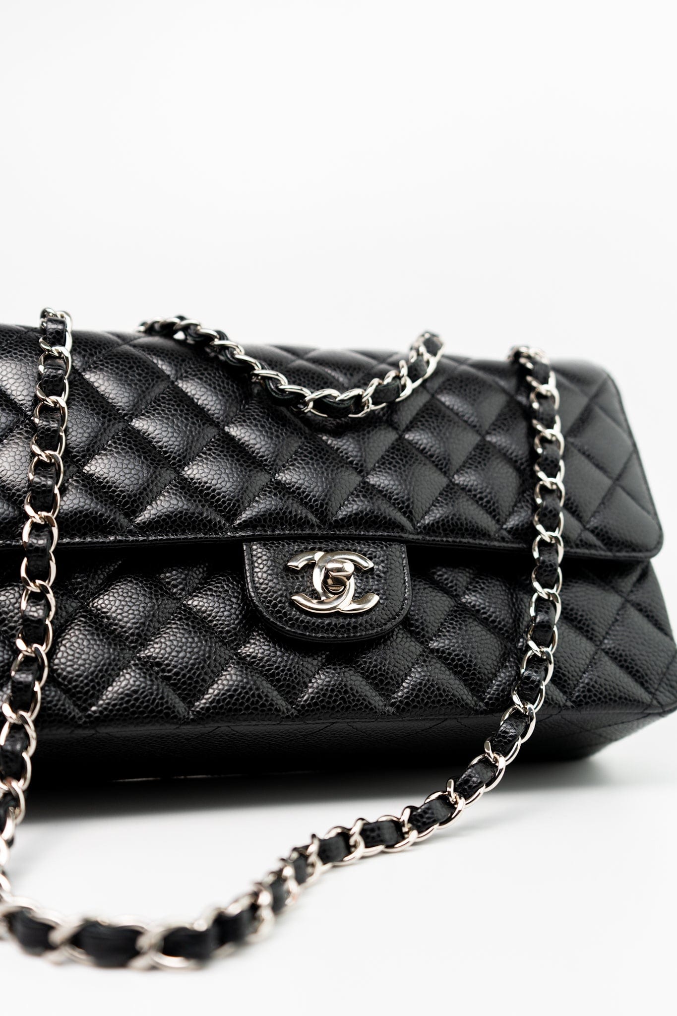 Black Classic Flap Medium Caviar Quilted Silver Hardware