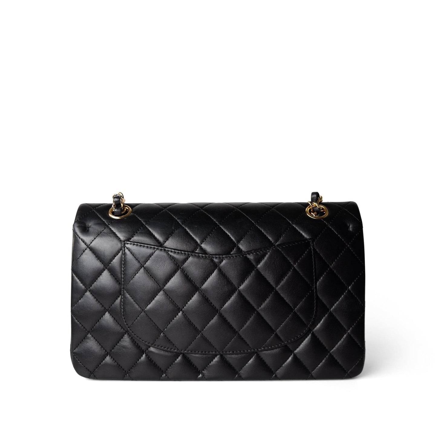 Vintage Black Lambskin Quilted Classic Flap Medium Gold Hardware