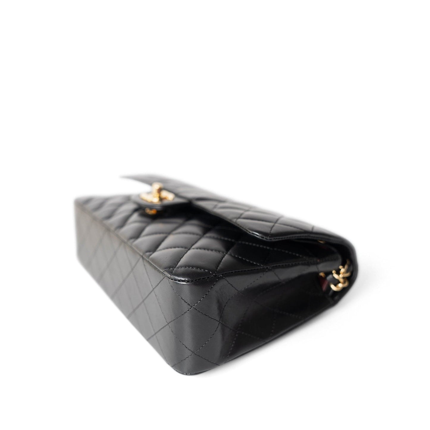 Vintage Black Lambskin Quilted Classic Flap Medium Gold Hardware