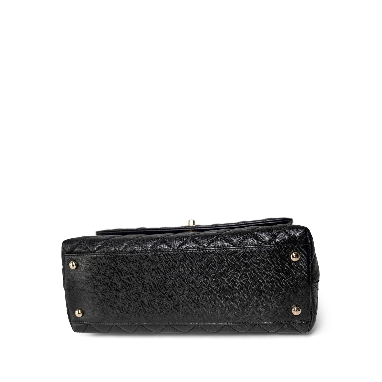 Black Caviar Quilted Coco Handle Medium Light Gold Hardware