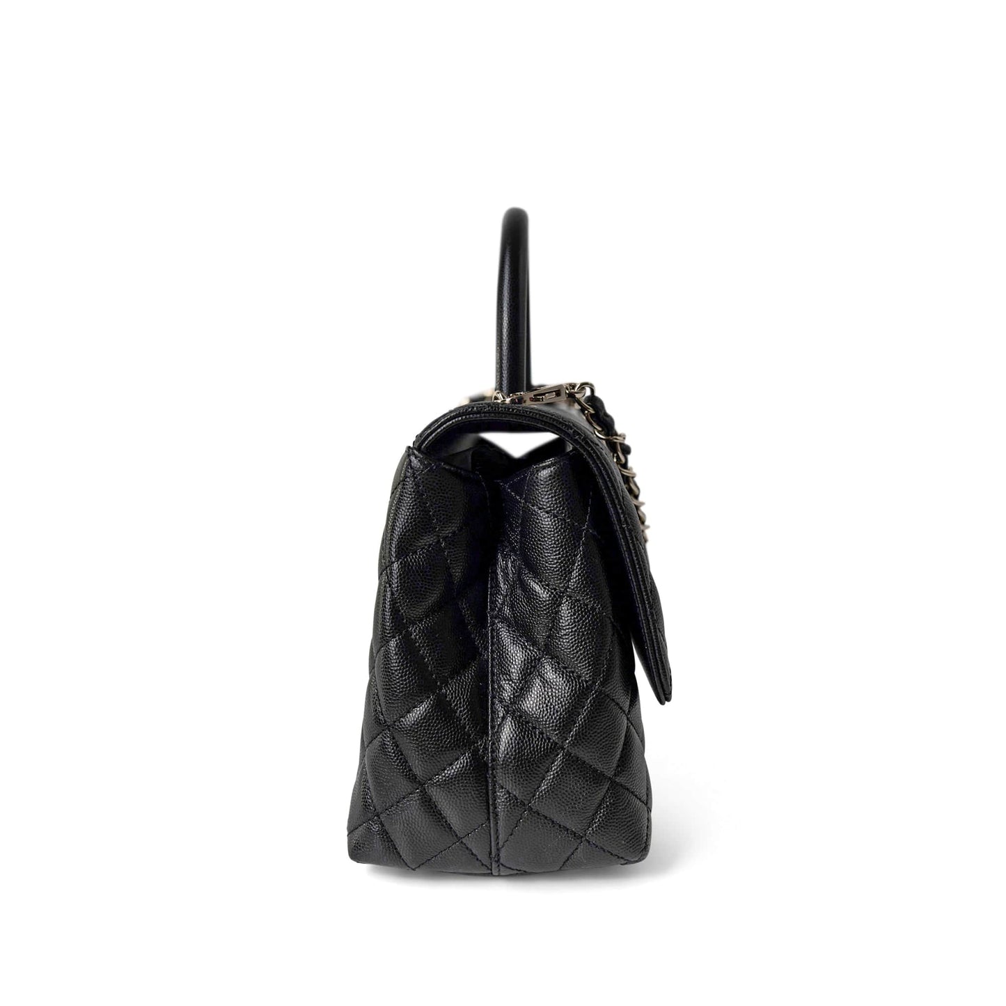 Black Caviar Quilted Coco Handle Medium Light Gold Hardware