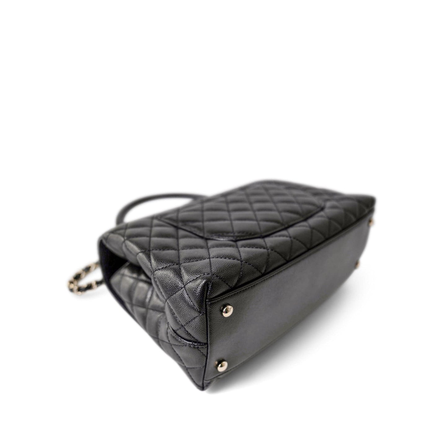 Black Caviar Quilted Coco Handle Medium Light Gold Hardware