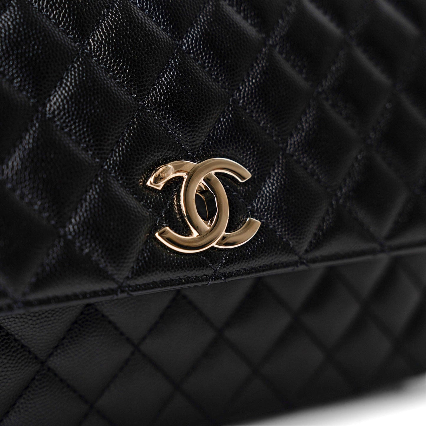Black Caviar Quilted Coco Handle Medium Light Gold Hardware
