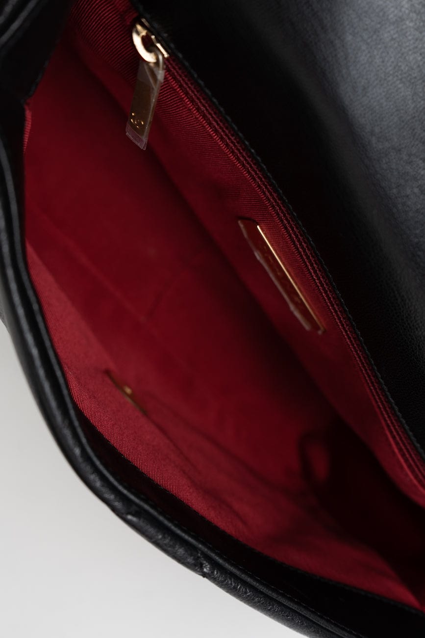 Black Goatskin Quilted 19 Flap Small AGHW