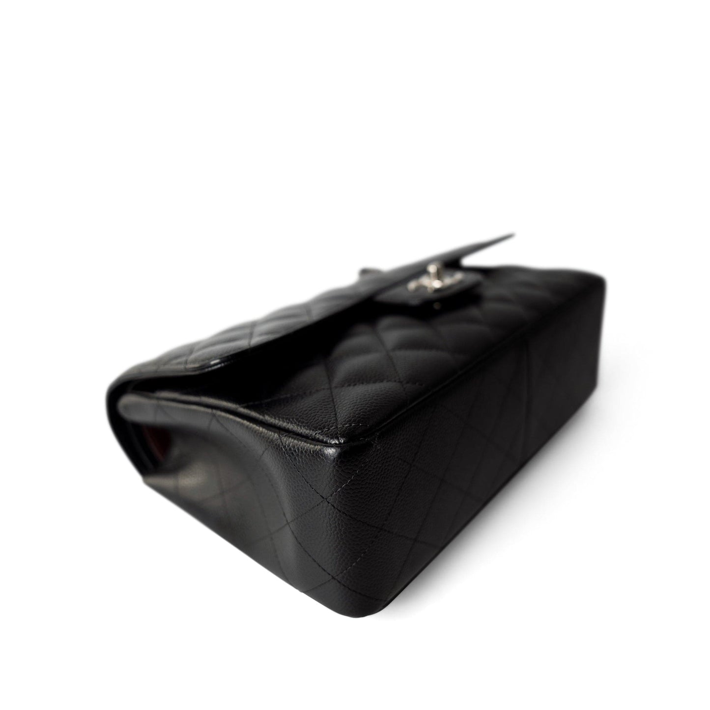 Black Jumbo Caviar Quilted Classic Double Flap SHW