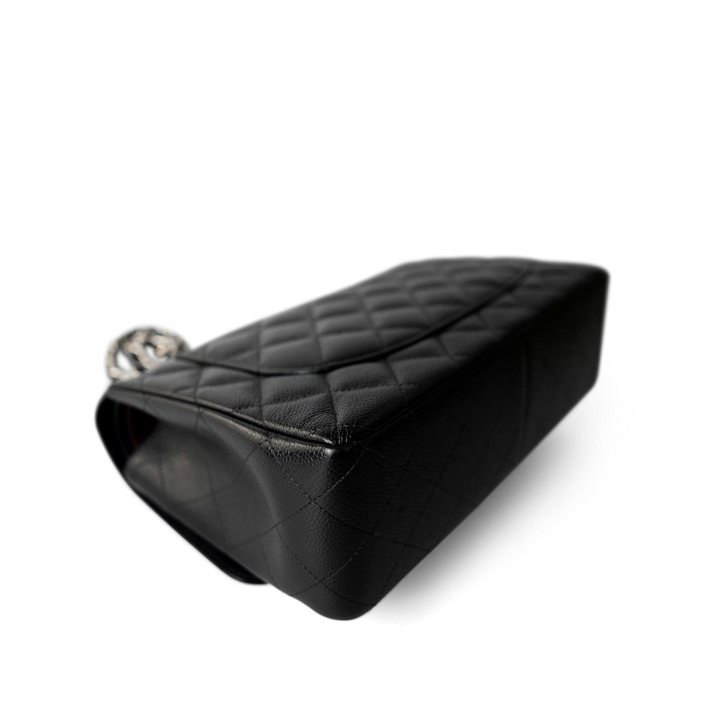 Black Jumbo Caviar Quilted Classic Double Flap SHW