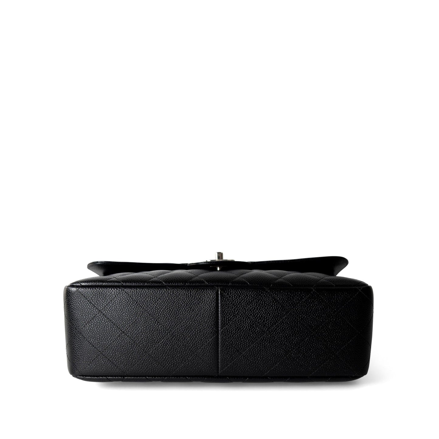 Black Jumbo Caviar Quilted Classic Double Flap SHW