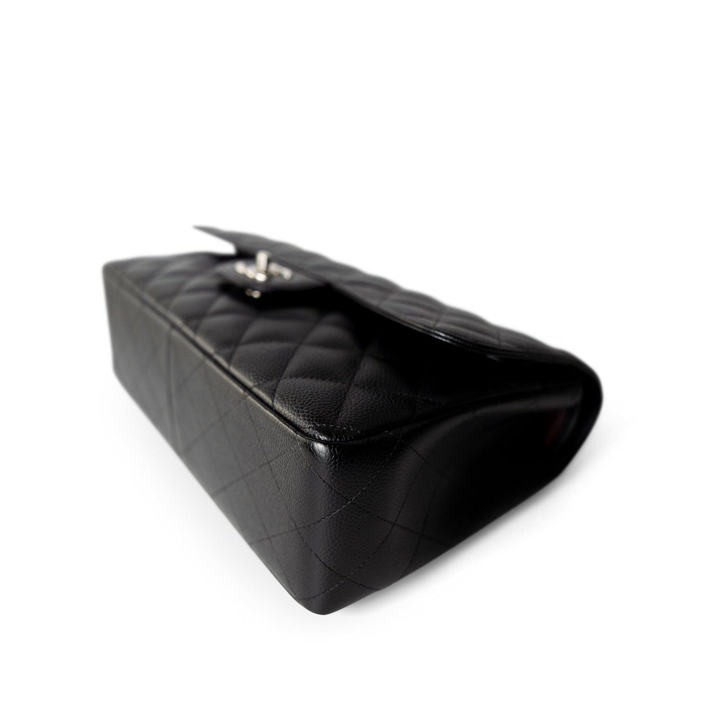 Black Jumbo Caviar Quilted Classic Double Flap SHW