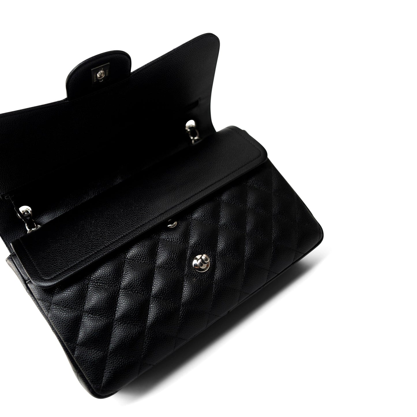Black Jumbo Caviar Quilted Classic Double Flap SHW