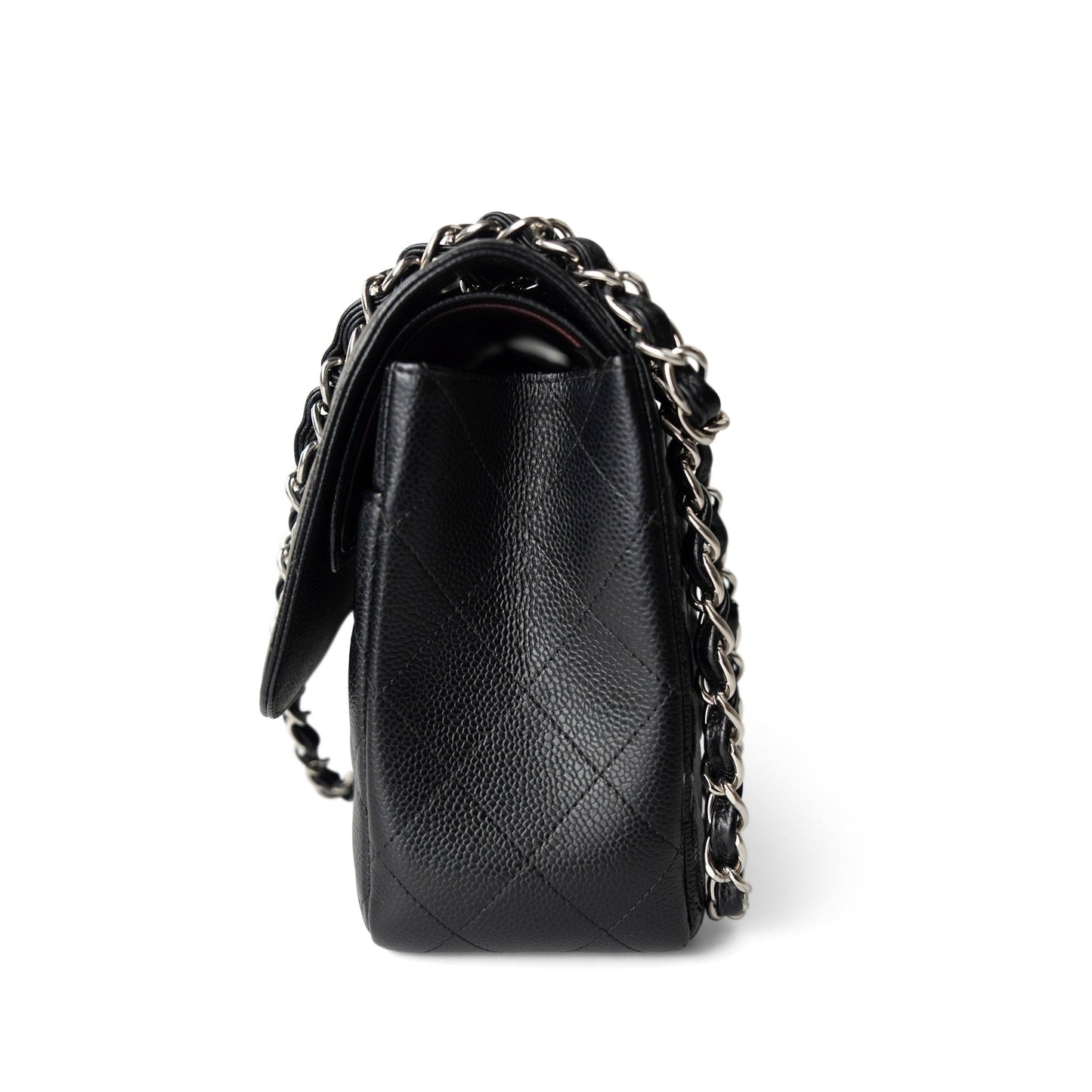 Black Jumbo Caviar Quilted Classic Double Flap SHW