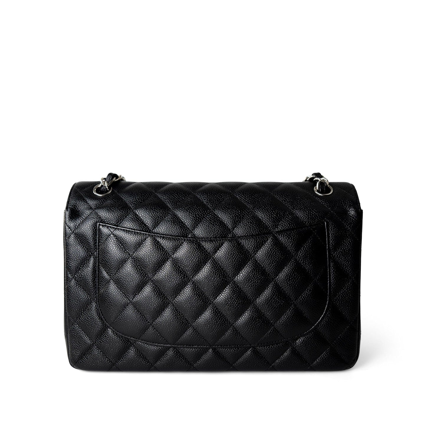 Black Jumbo Caviar Quilted Classic Double Flap SHW