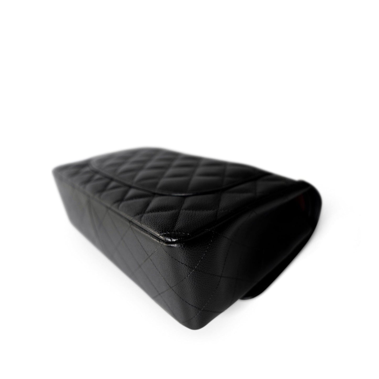 Black Jumbo Caviar Quilted Classic Double Flap SHW