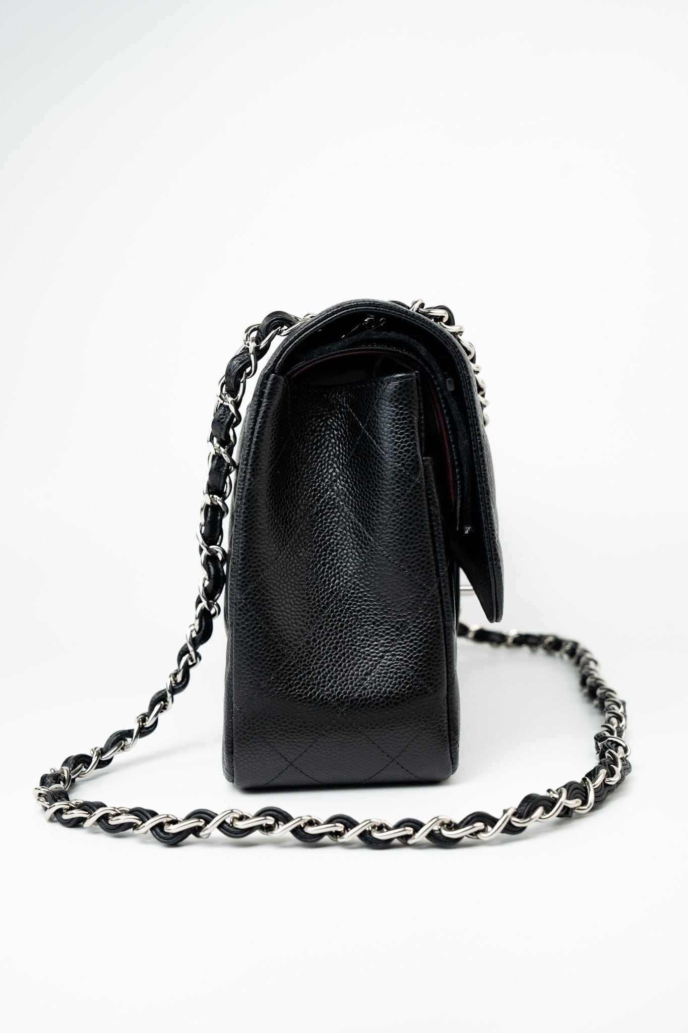Black Jumbo Caviar Quilted Classic Flap Silver Hardware