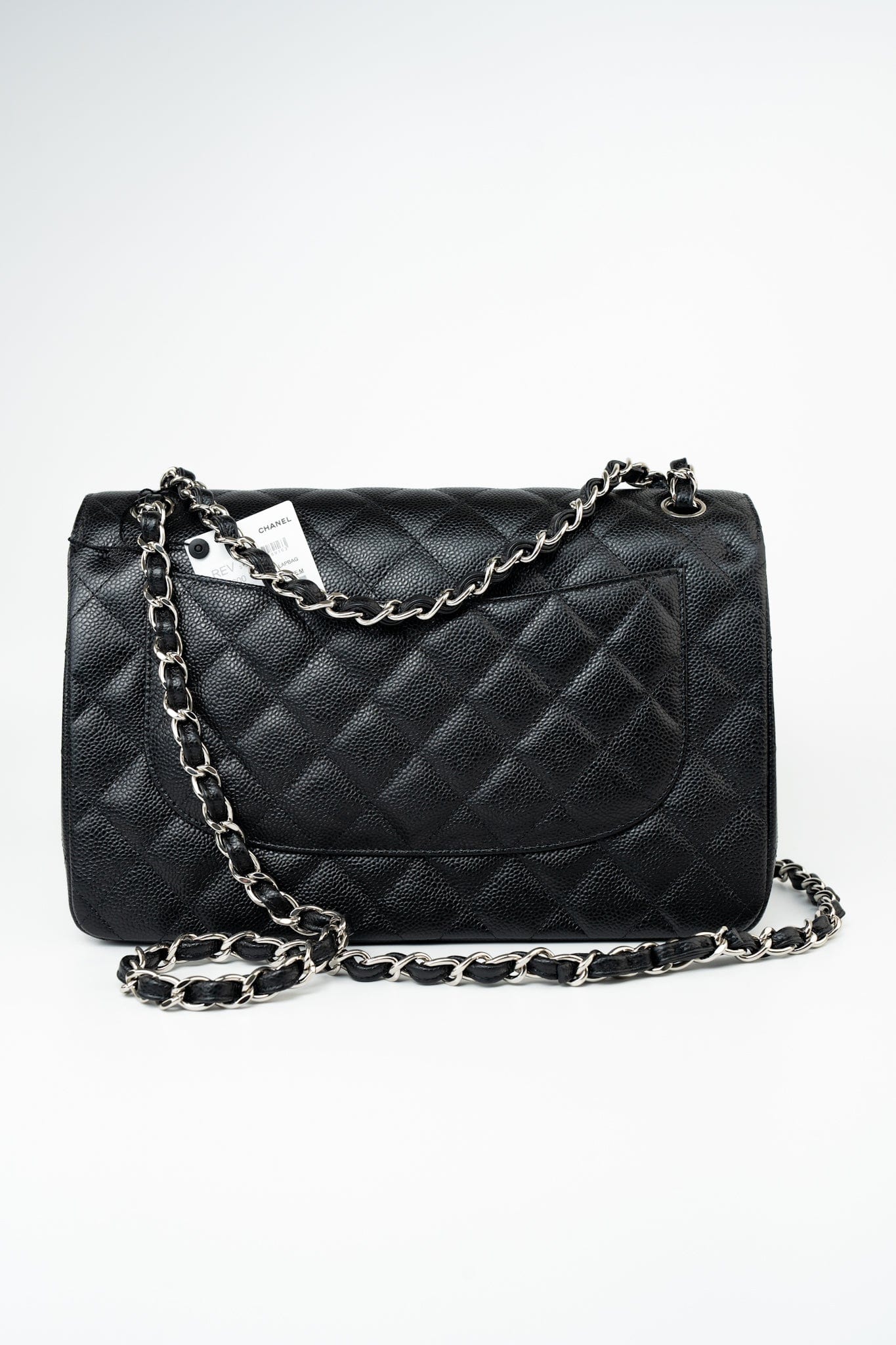 Black Jumbo Caviar Quilted Classic Flap Silver Hardware