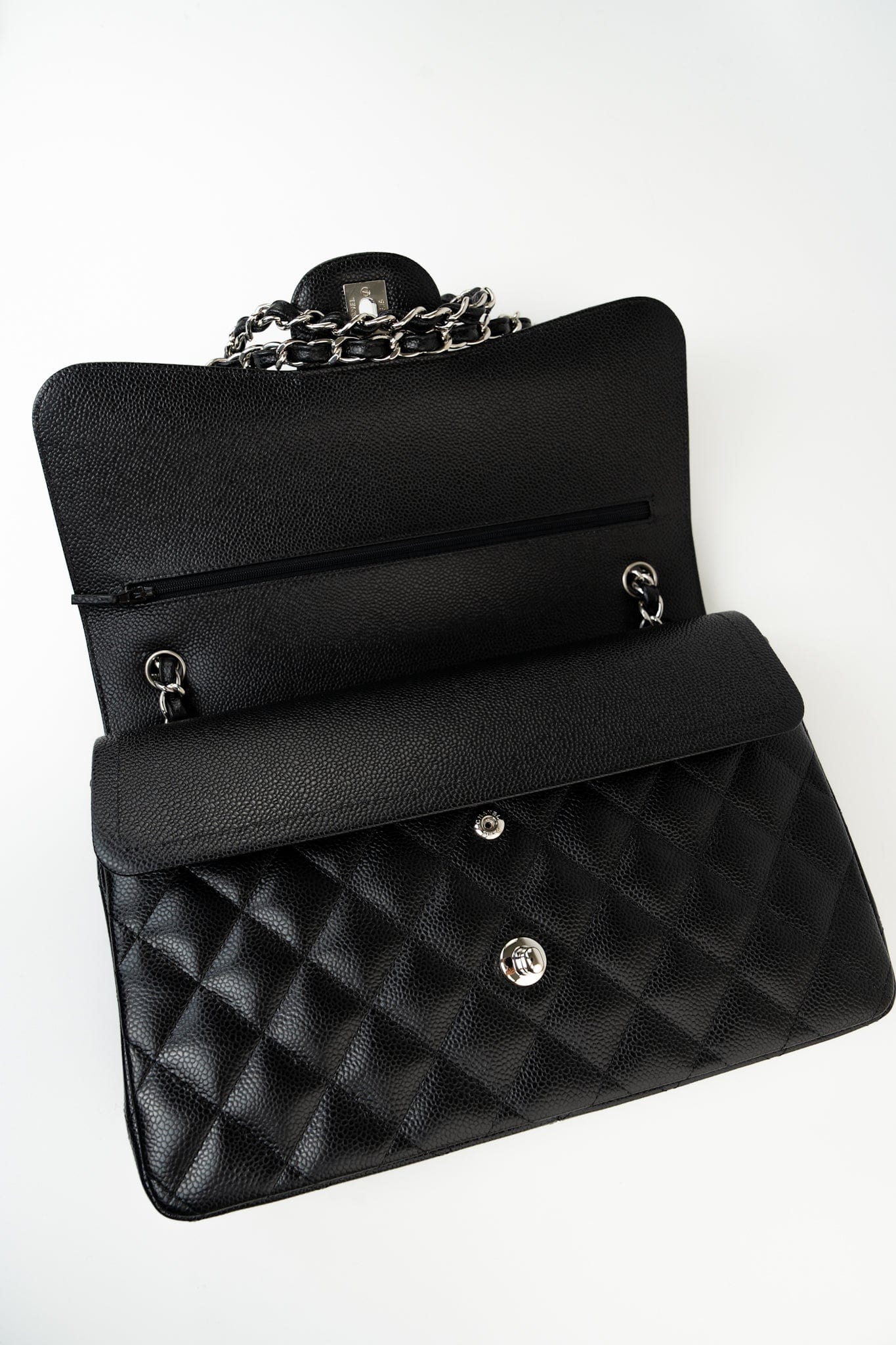 Black Jumbo Caviar Quilted Classic Flap Silver Hardware