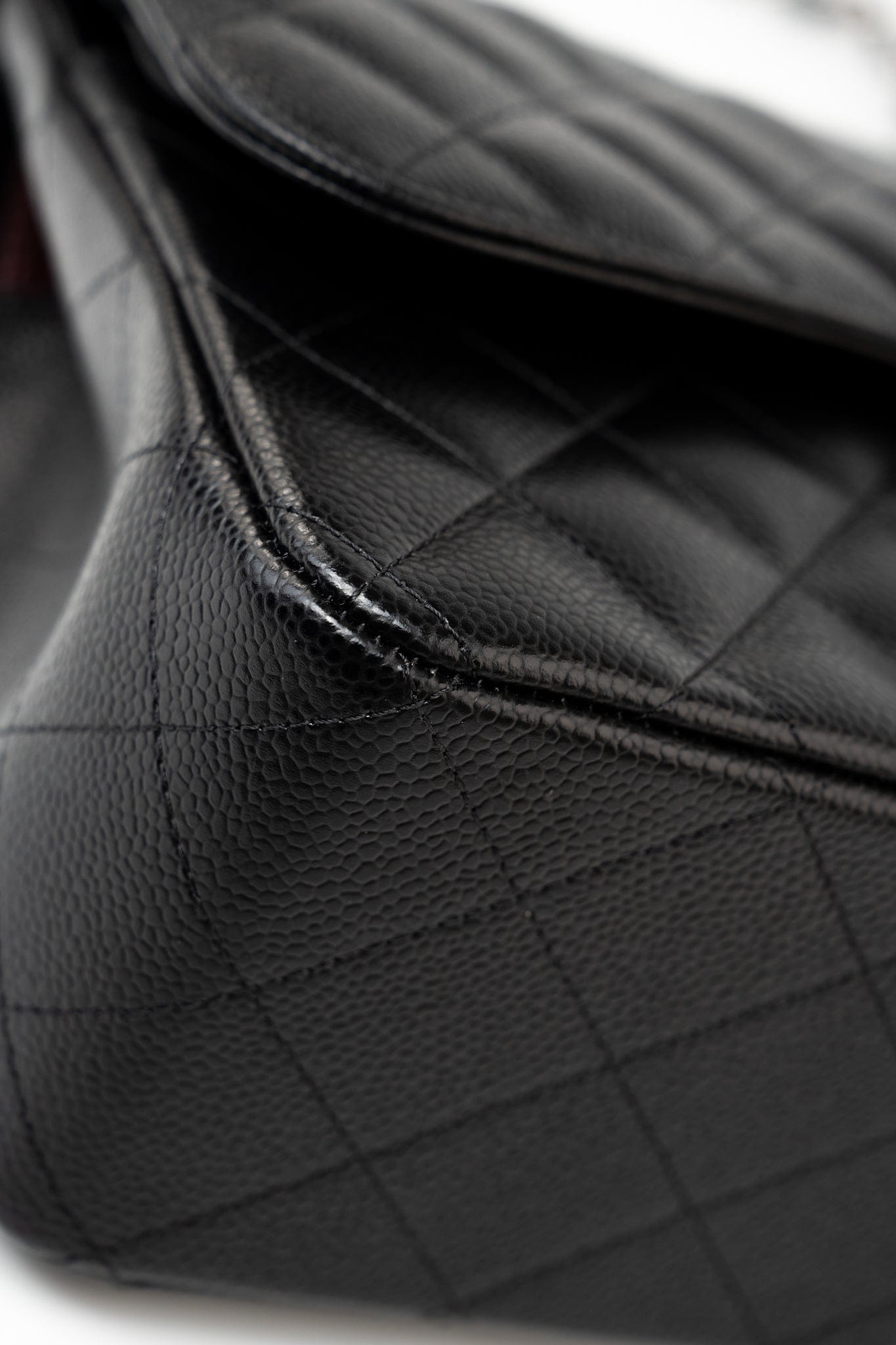 Black Jumbo Caviar Quilted Classic Flap Silver Hardware