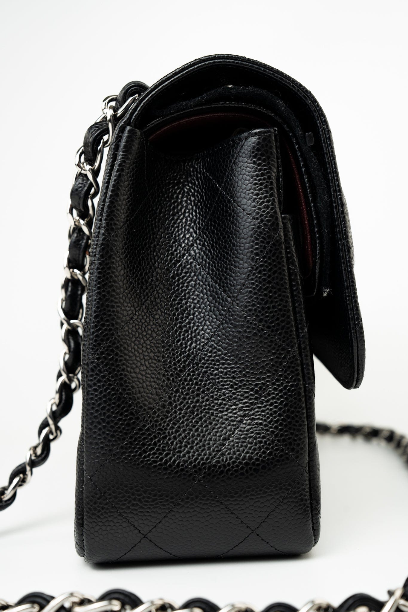 Black Jumbo Caviar Quilted Classic Flap Silver Hardware