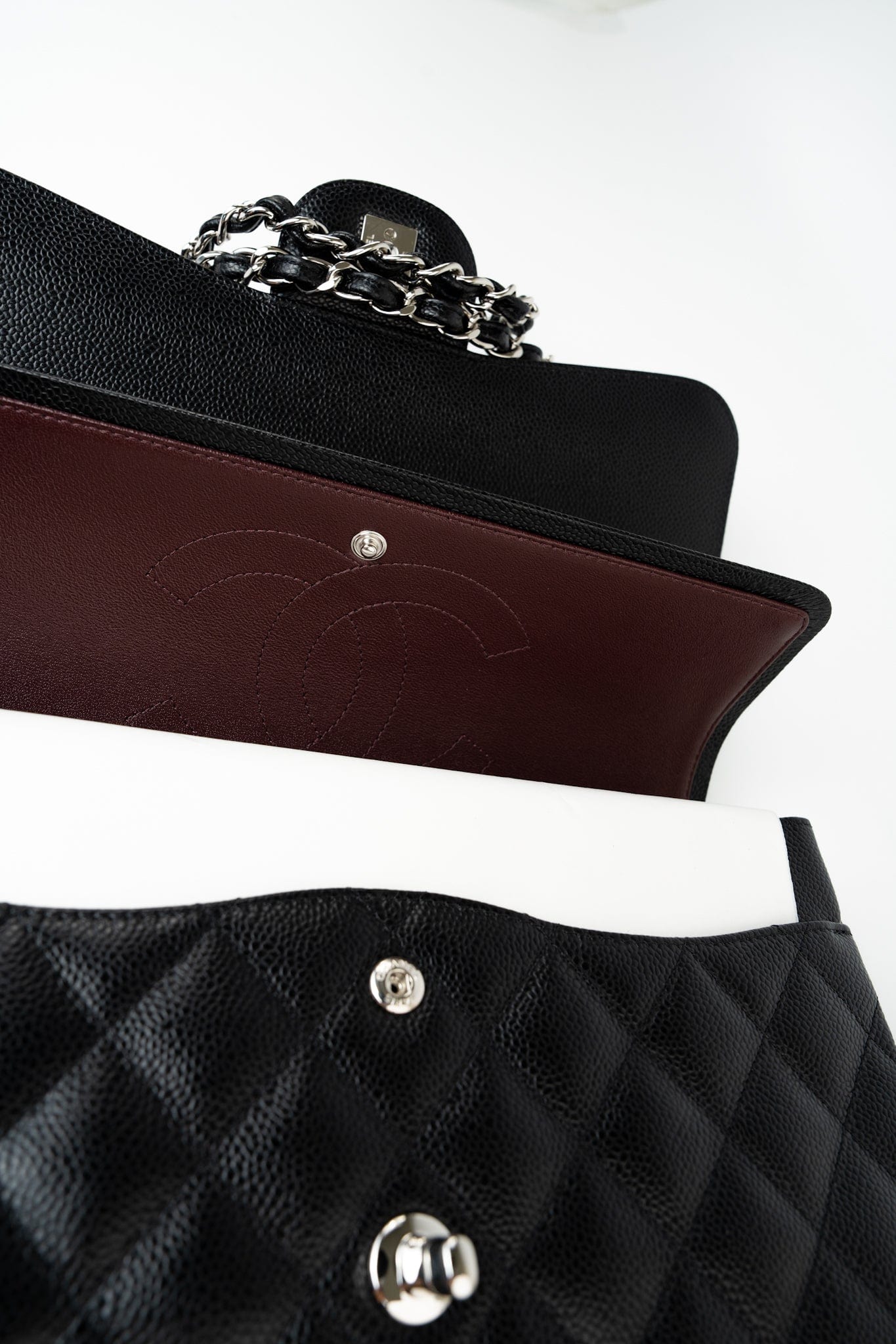 Black Jumbo Caviar Quilted Classic Flap Silver Hardware