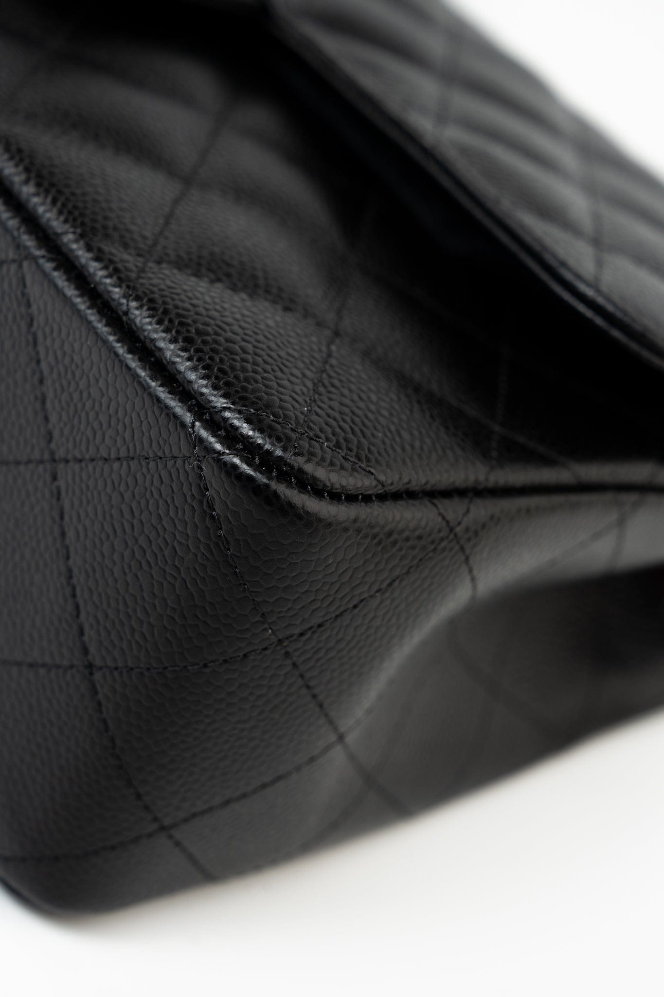 Black Jumbo Caviar Quilted Classic Flap Silver Hardware