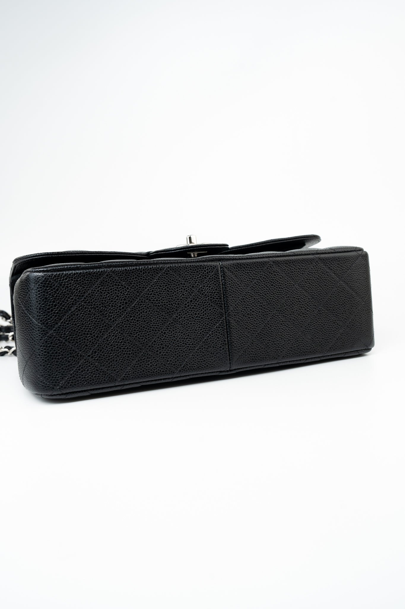Black Jumbo Caviar Quilted Classic Flap Silver Hardware