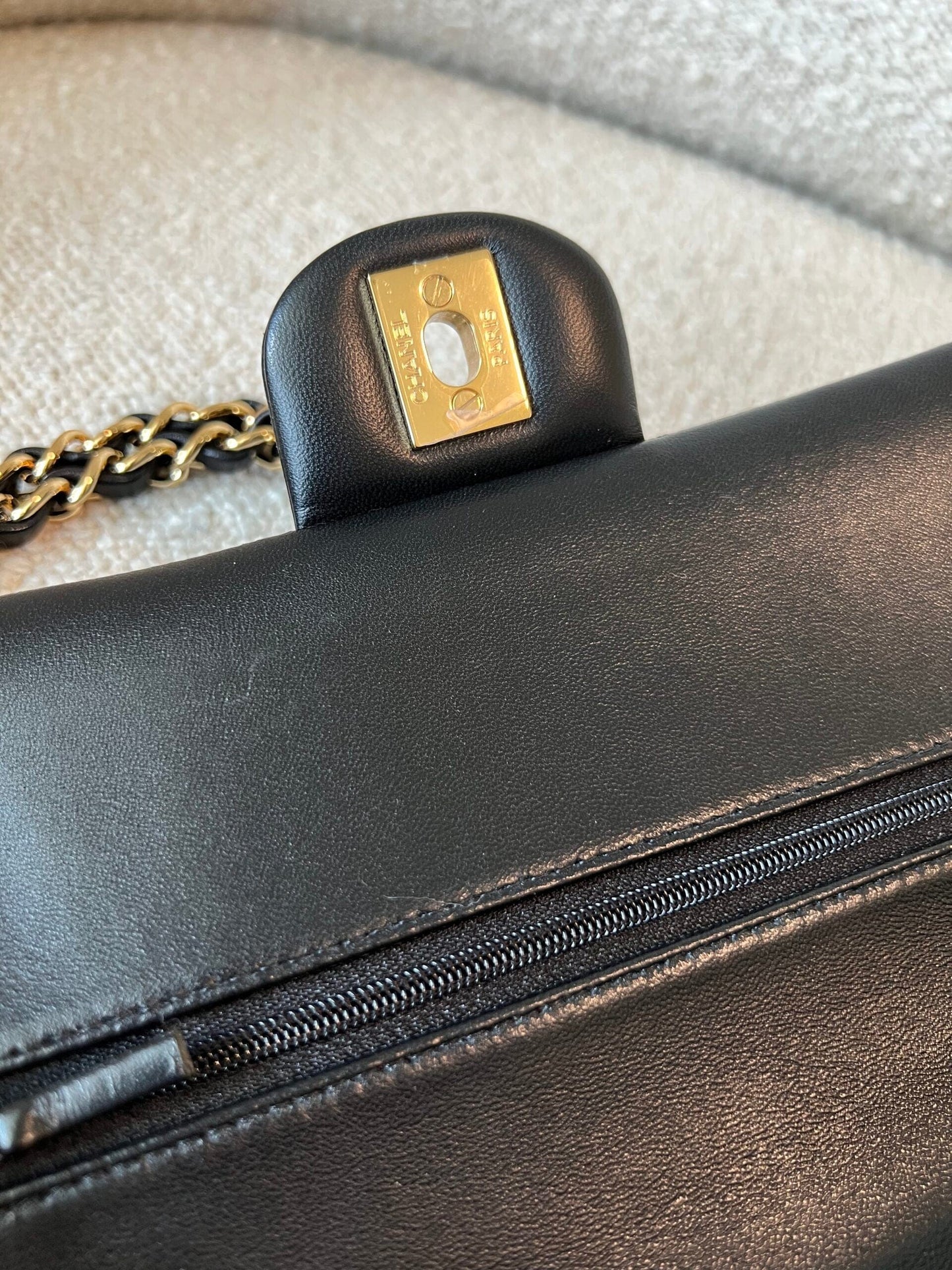 Black Lambskin Quilted Classic Flap Medium GHW