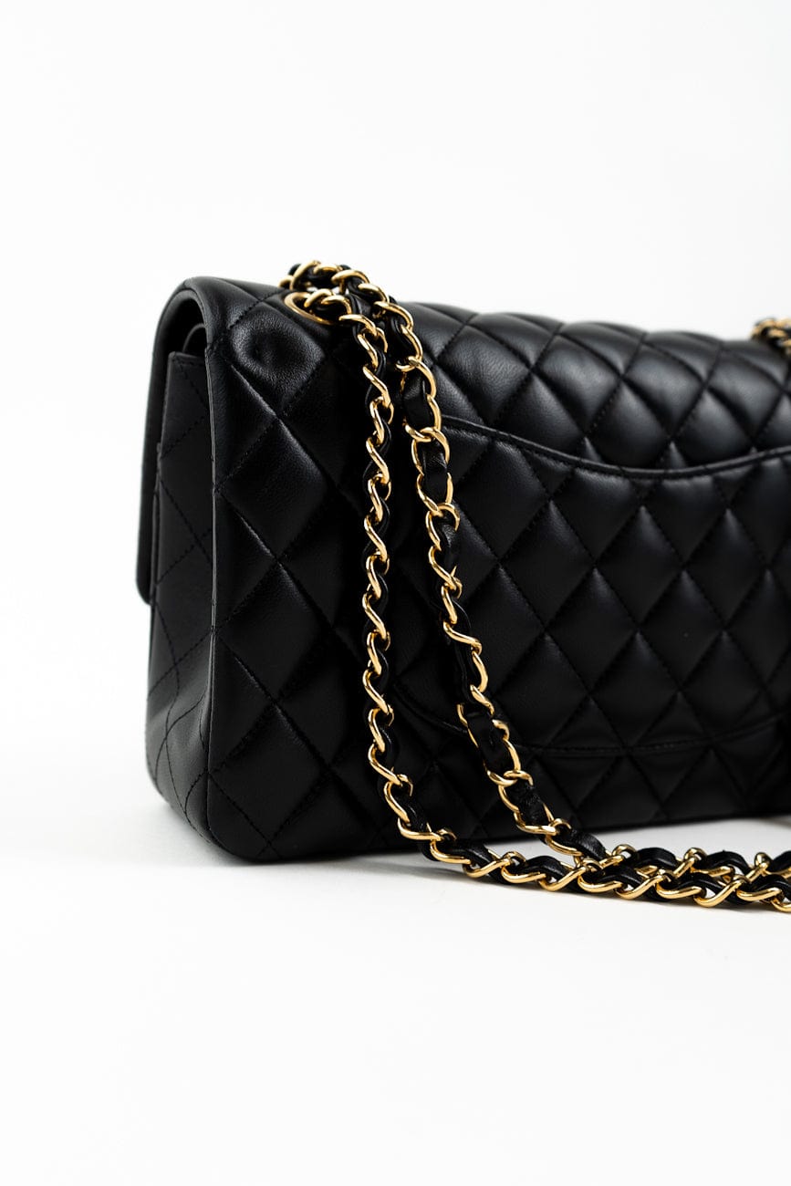Black Lambskin Quilted Classic Flap Medium GHW