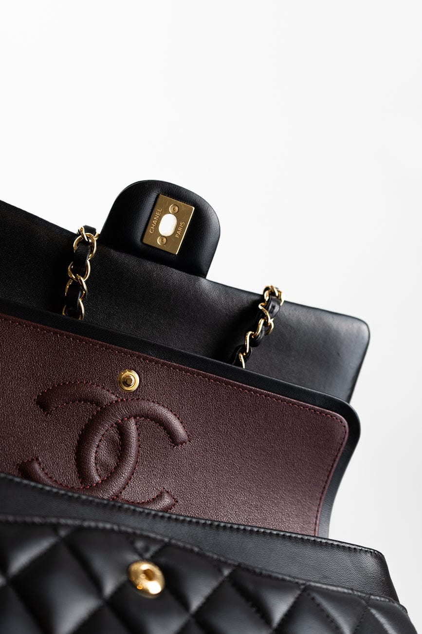 Black Lambskin Quilted Classic Flap Medium GHW