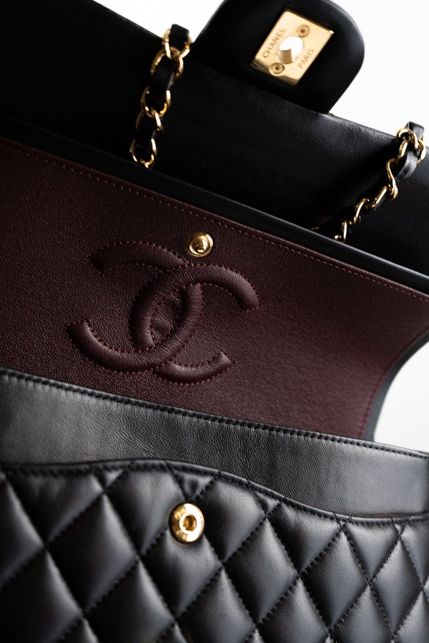 Black Lambskin Quilted Classic Flap Medium GHW
