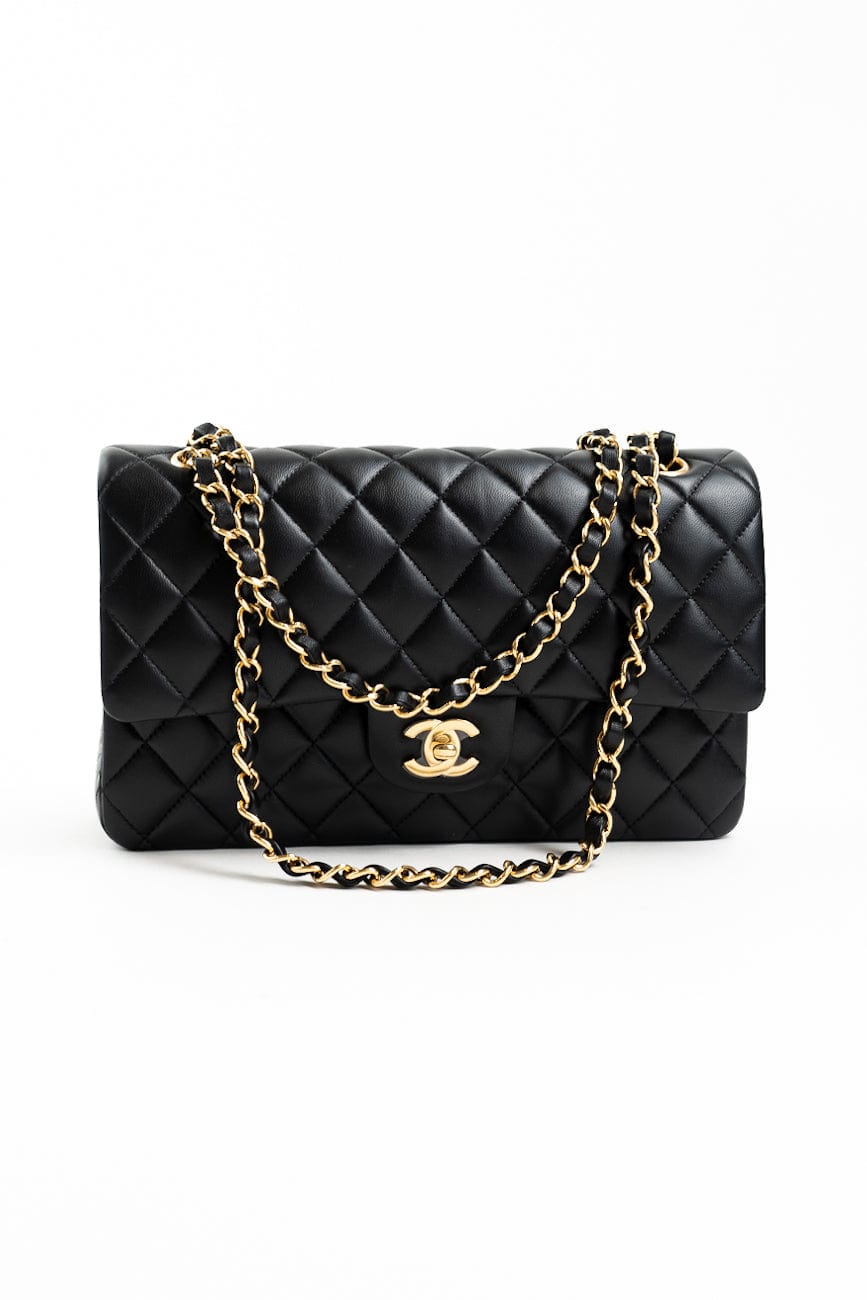 Black Lambskin Quilted Classic Flap Medium GHW