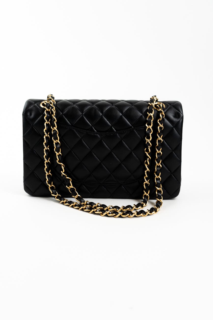 Black Lambskin Quilted Classic Flap Medium GHW