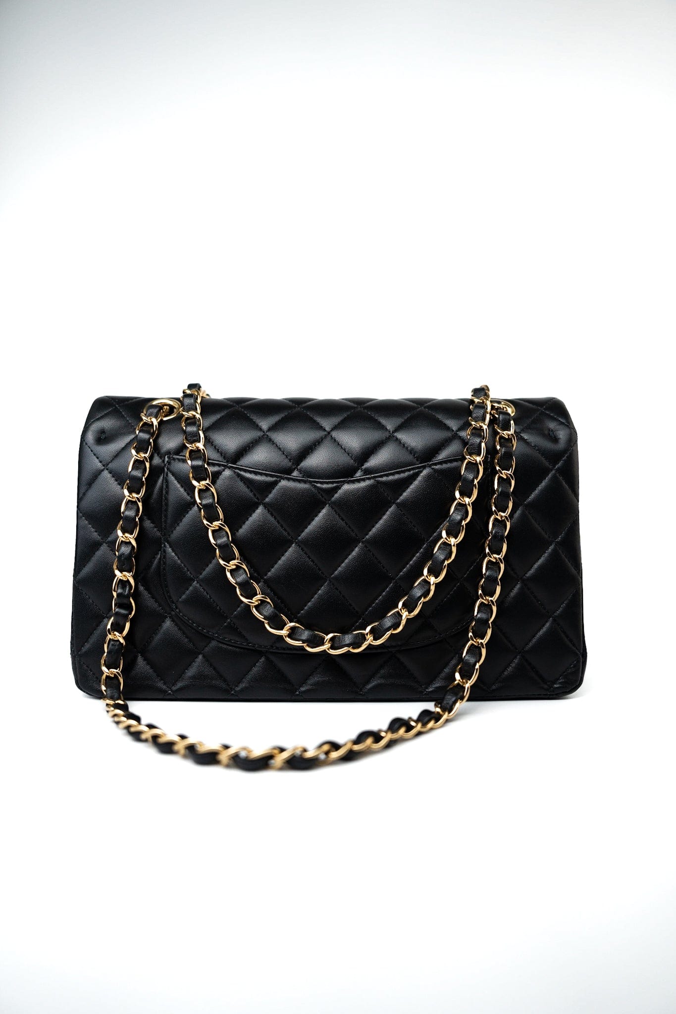 Black Lambskin Quilted Medium Classic Flap Gold Hardware