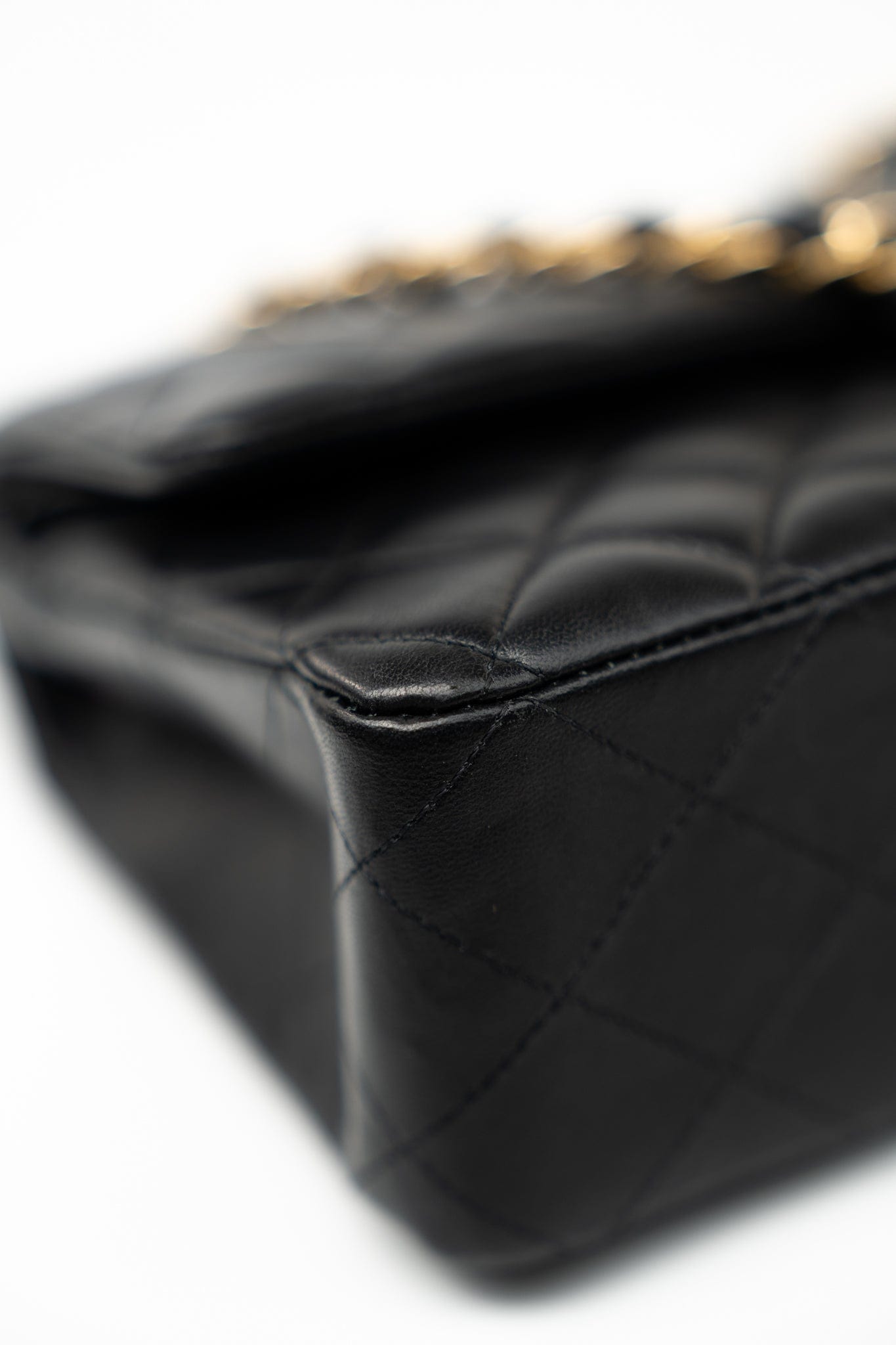 Black Lambskin Quilted Medium Classic Flap Gold Hardware