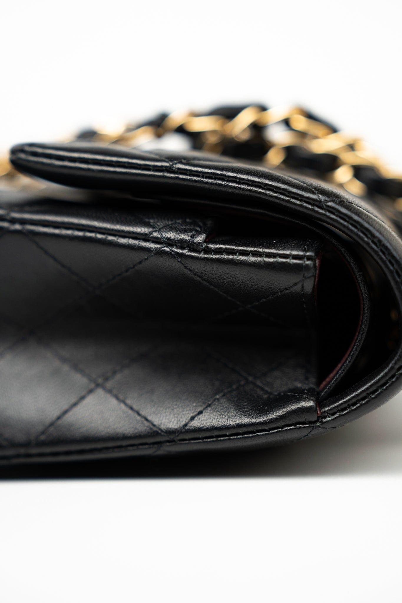 Black Lambskin Quilted Medium Classic Flap Gold Hardware