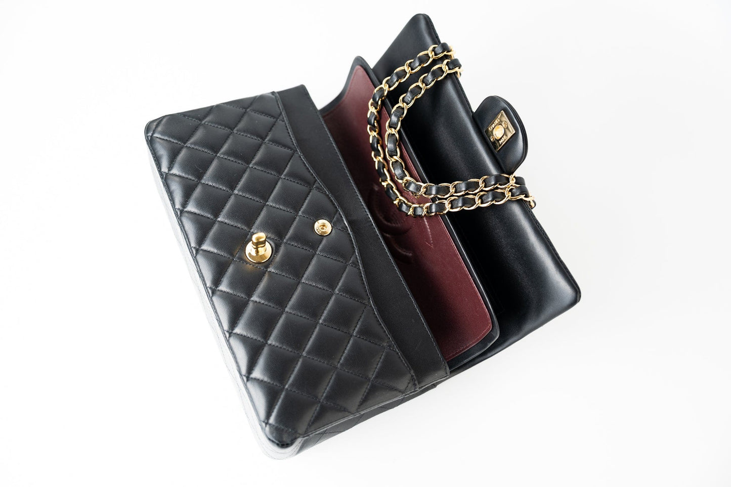Black Lambskin Quilted Medium Classic Flap Gold Hardware