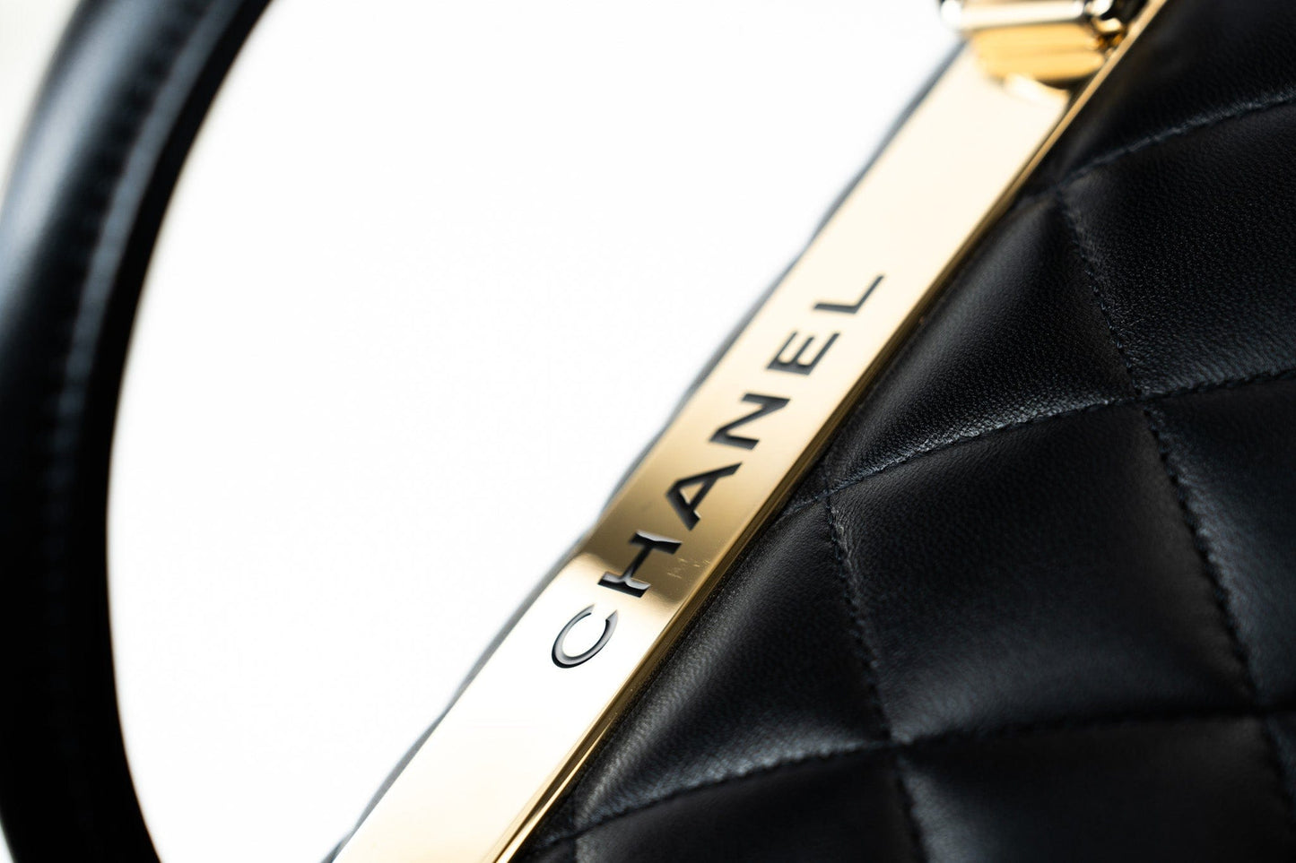 Black Lambskin Quilted Trendy CC Small Light Gold Hardware
