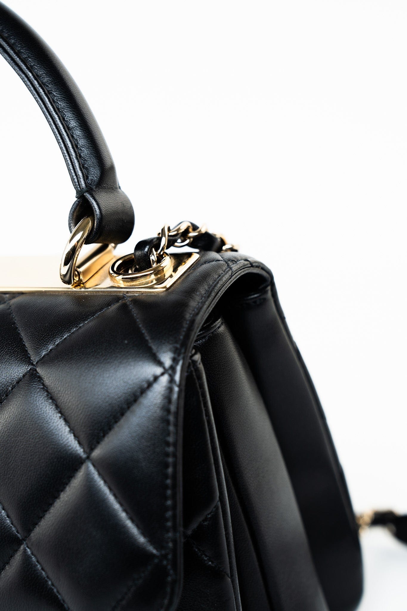 Black Lambskin Quilted Trendy CC Small Light Gold Hardware