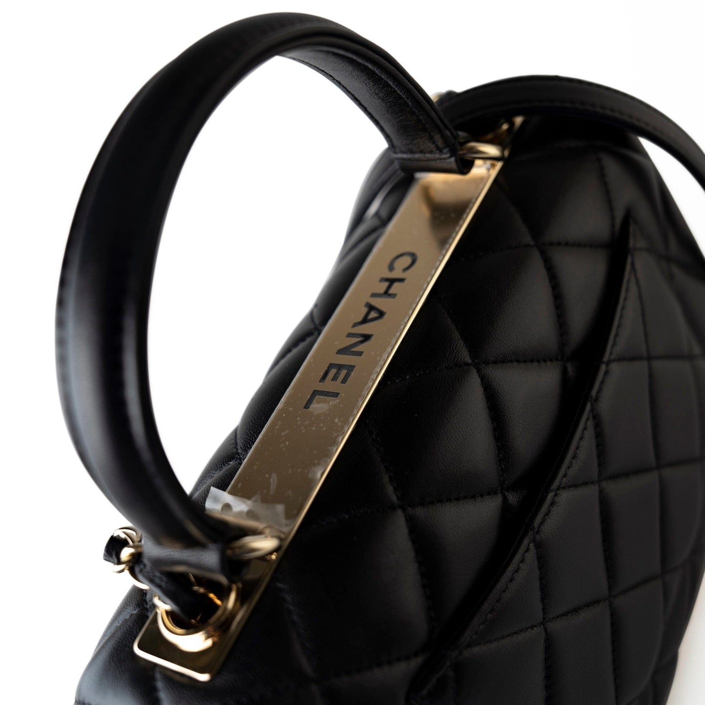 Black Lambskin Quilted Trendy CC Small Light Gold Hardware