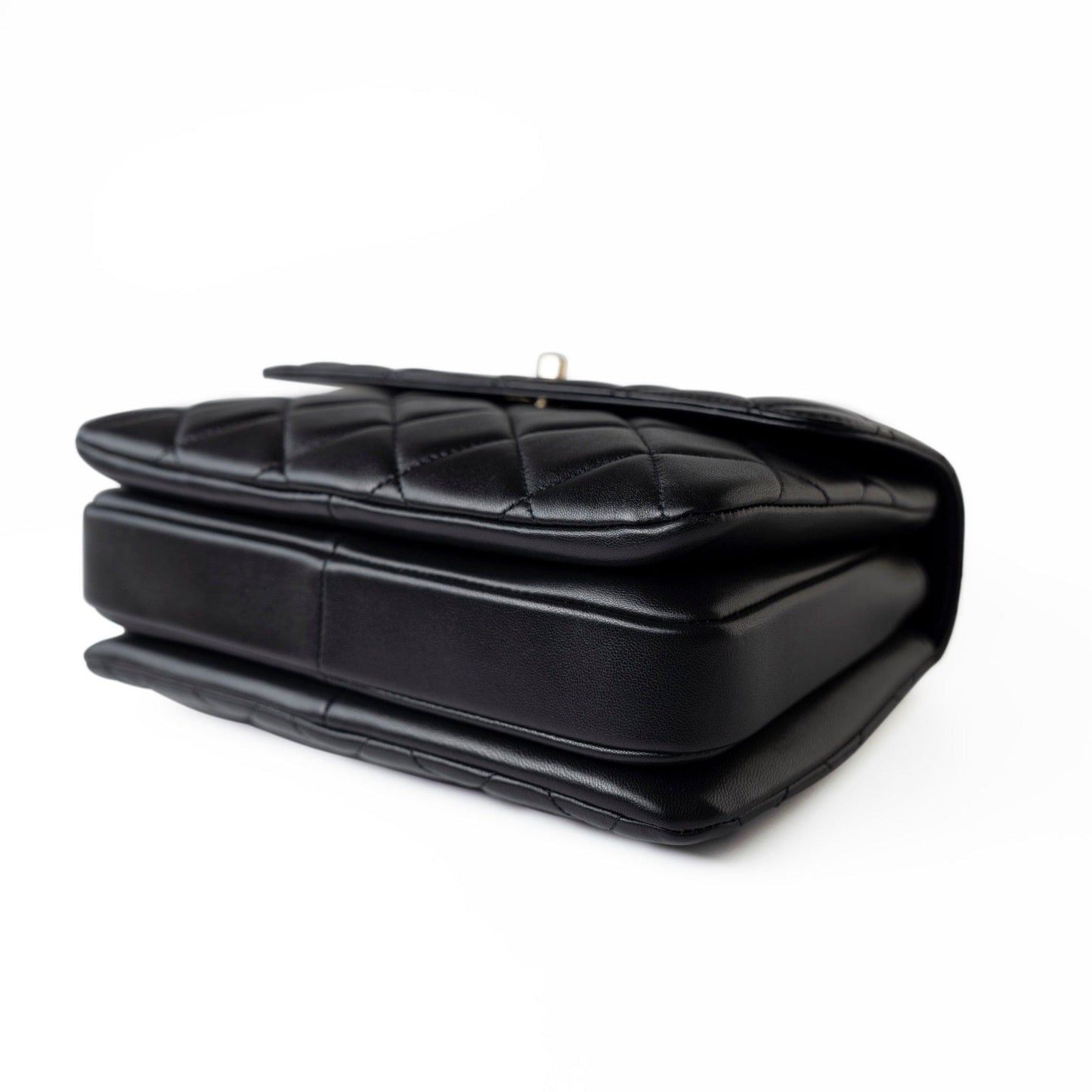 Black Lambskin Quilted Trendy CC Small Light Gold Hardware