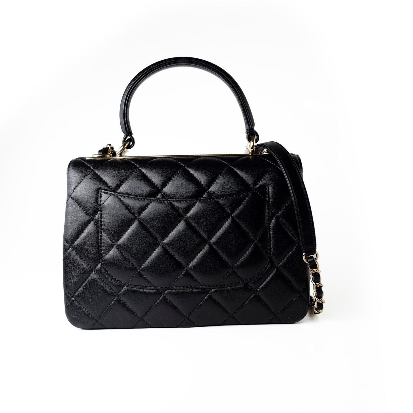 Black Lambskin Quilted Trendy CC Small Light Gold Hardware