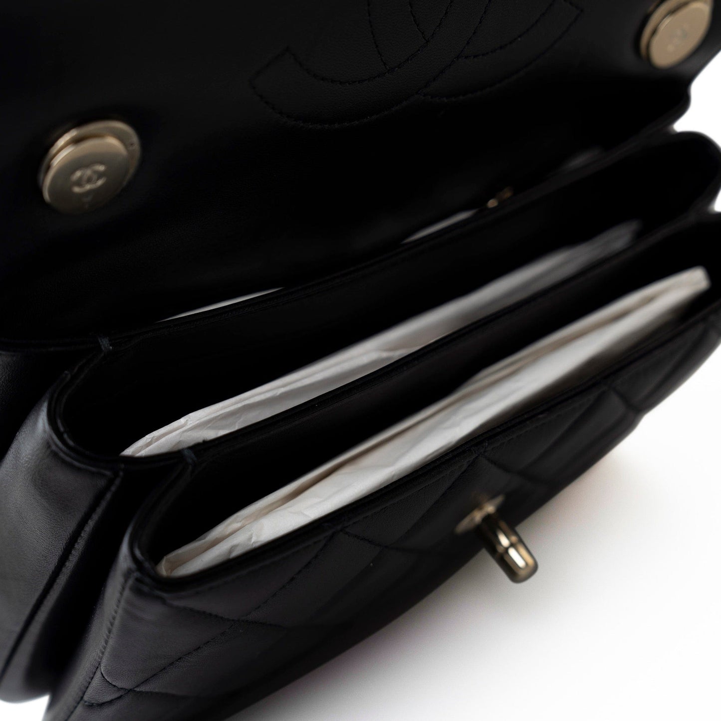 Black Lambskin Quilted Trendy CC Small Light Gold Hardware