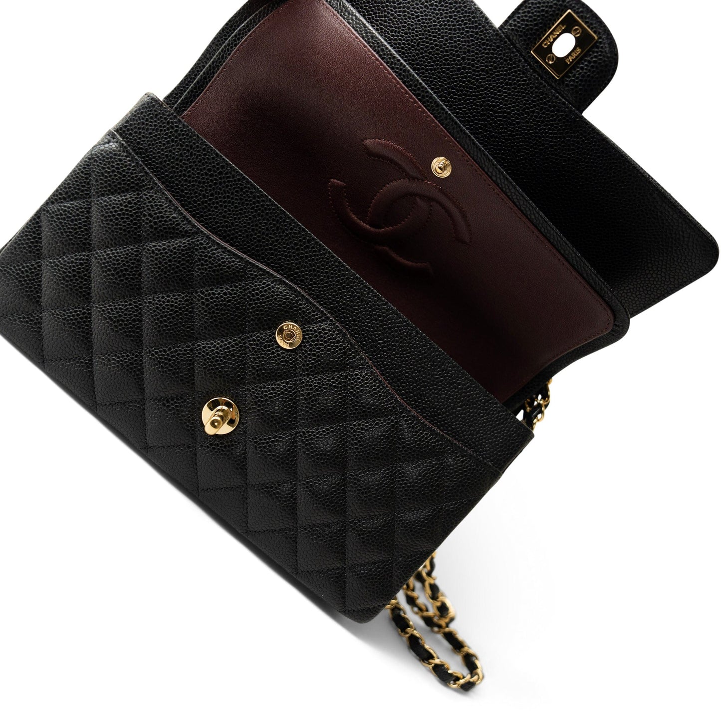 Medium Black Caviar Quilted Classic Flap Gold Hardware