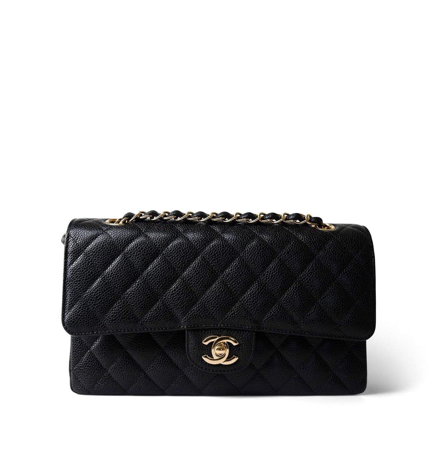 Medium Black Caviar Quilted Classic Flap Gold Hardware