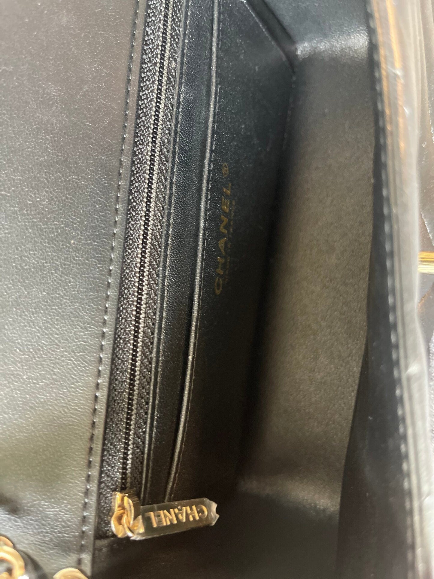 Black Mini Rectangular Lambskin Chevron Light Gold Hardware