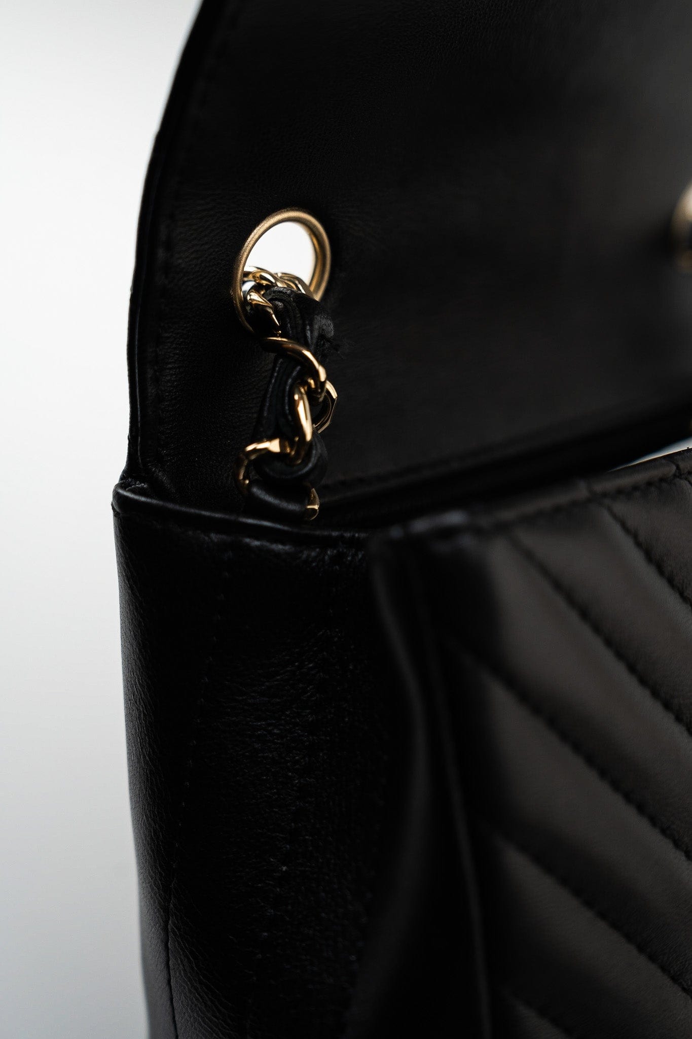 Mini Square Black Lambskin Chevron Flap LGHW