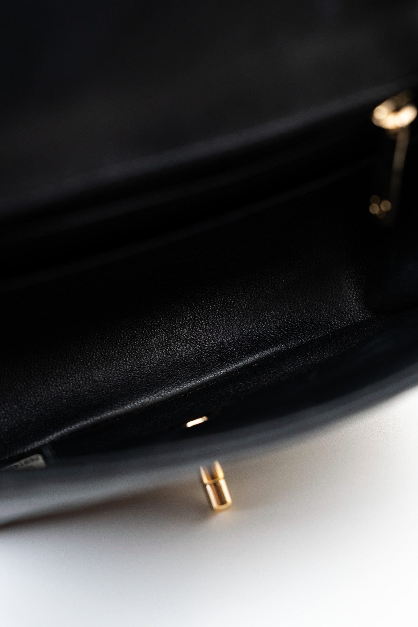 Mini Square Black Lambskin Chevron Flap LGHW