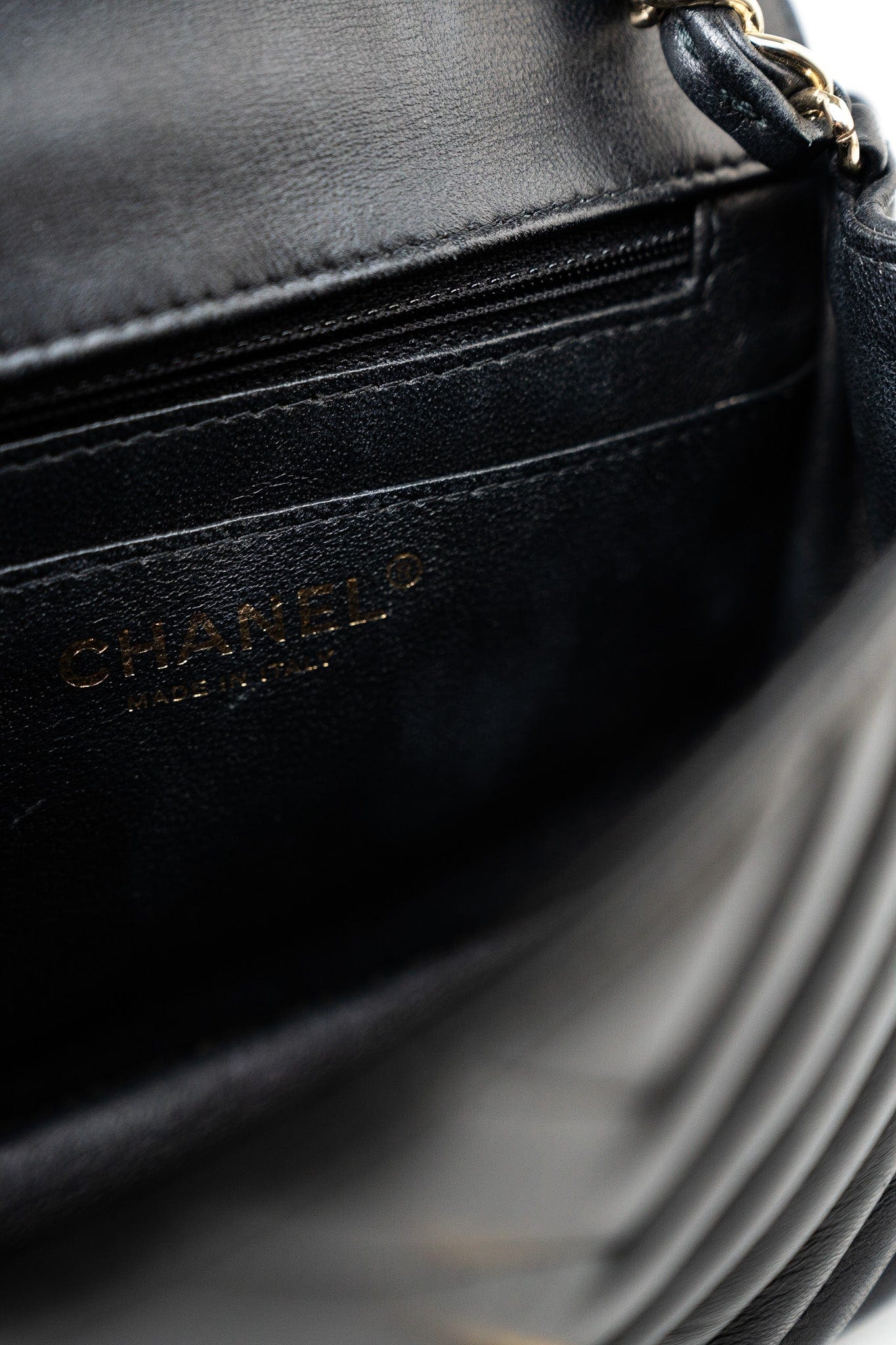 Mini Square Black Lambskin Chevron Flap LGHW